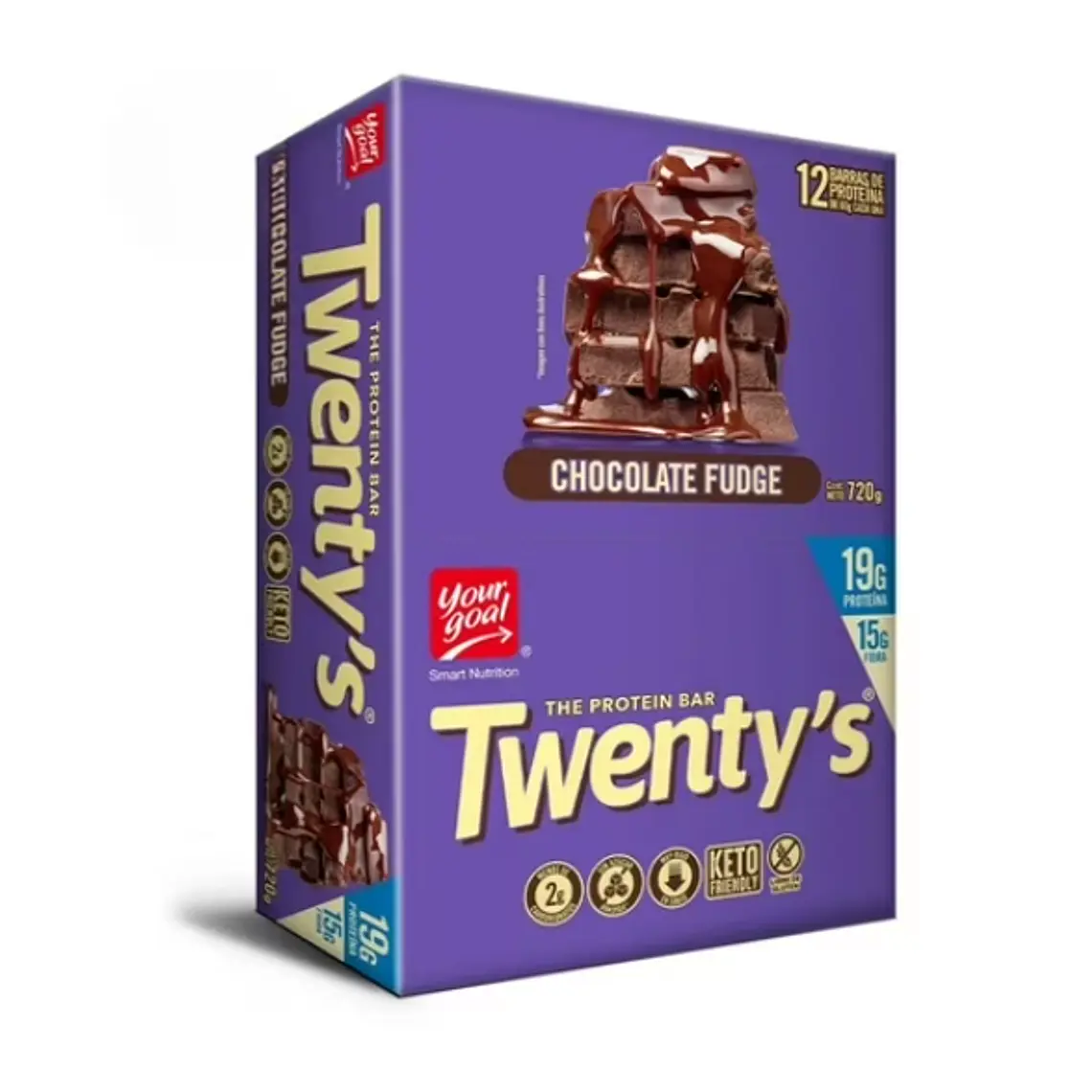 Barra de protéina Chocolate fudge 60g  12 Unidades. Twenty's 1