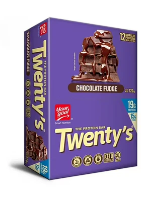 Barra de protéina Chocolate fudge 60g  12 Unidades. Twenty's