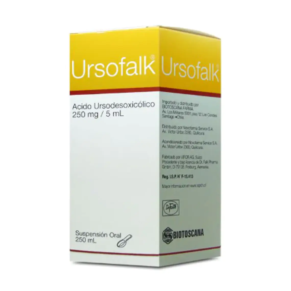 Ursofalk Ácido Ursodesoxicólico 250 mg/ 5 ml Jarabe 250 ml. 1