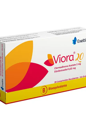 Viora 20 (B) Clormadinona, Etinilestradiol 28 Comprimidos recubiertos.