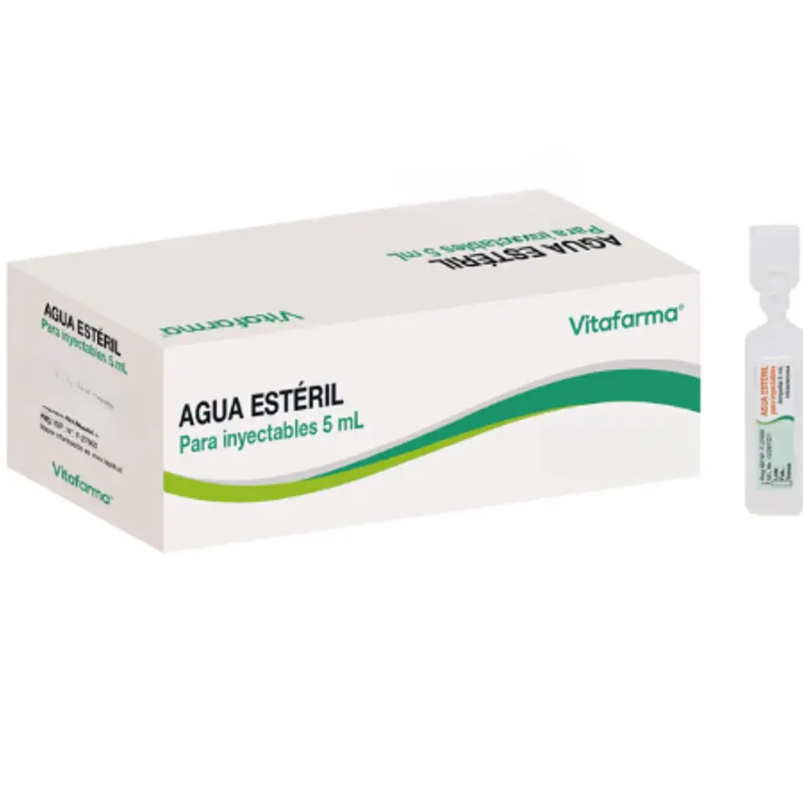 Agua estéril para inyectables Botellitas 5 ml 50 unidades.   1
