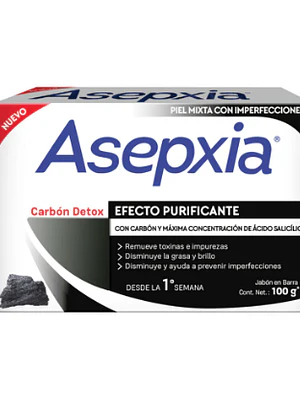 Asepxia Jabón Carbón detox purificante 100 g.