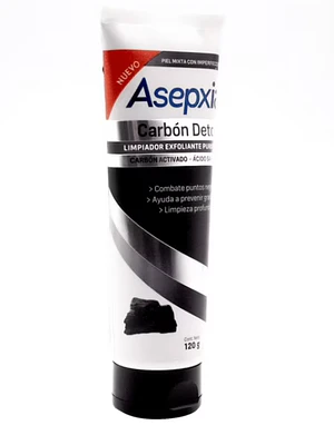 Asepxia Carbón Detox Gel limpiador exfoliante purificador 120 g.