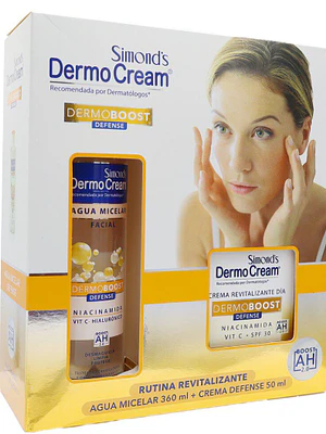 DermoCream Pack Dermoboost Defense Agua Micelar 360 ml + Crema día 50 g. SImond's