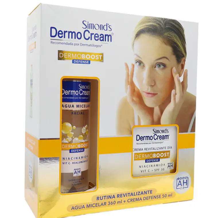 DermoCream Pack Dermoboost Defense Agua Micelar 360 ml + Crema día 50 g. SImond's 1