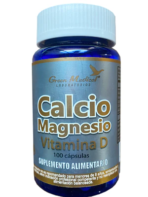 Calcio Magnesio Vitamina D3 100 Cápsulas. Green Medical