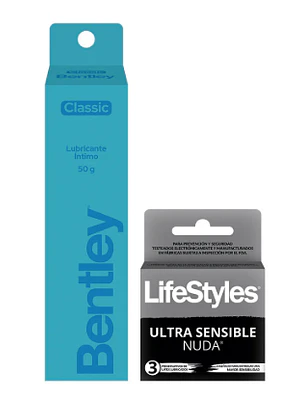 Bentley Gel íntimo classic 50 g + 3 Preservativos Ultra sensible LifeStyles.