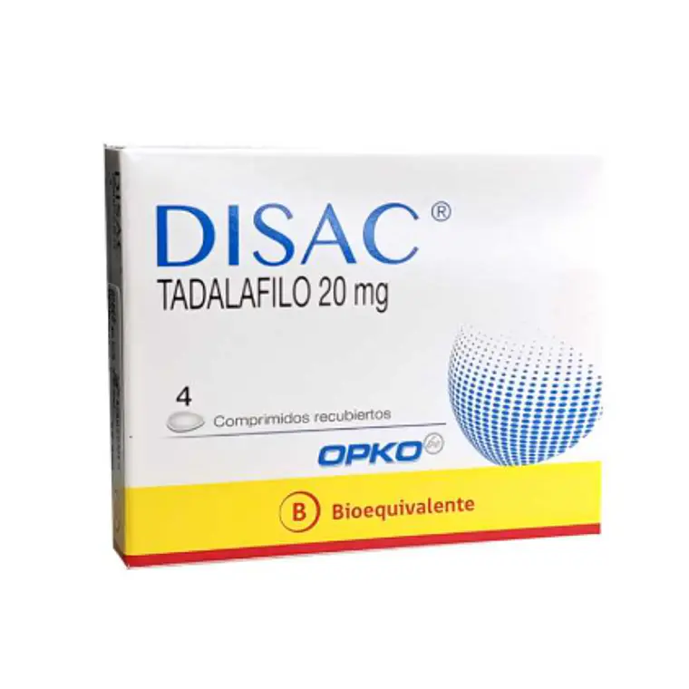 Disac (B) Tadalafilo 20 mg 4 Comprimidos recubiertos. 1