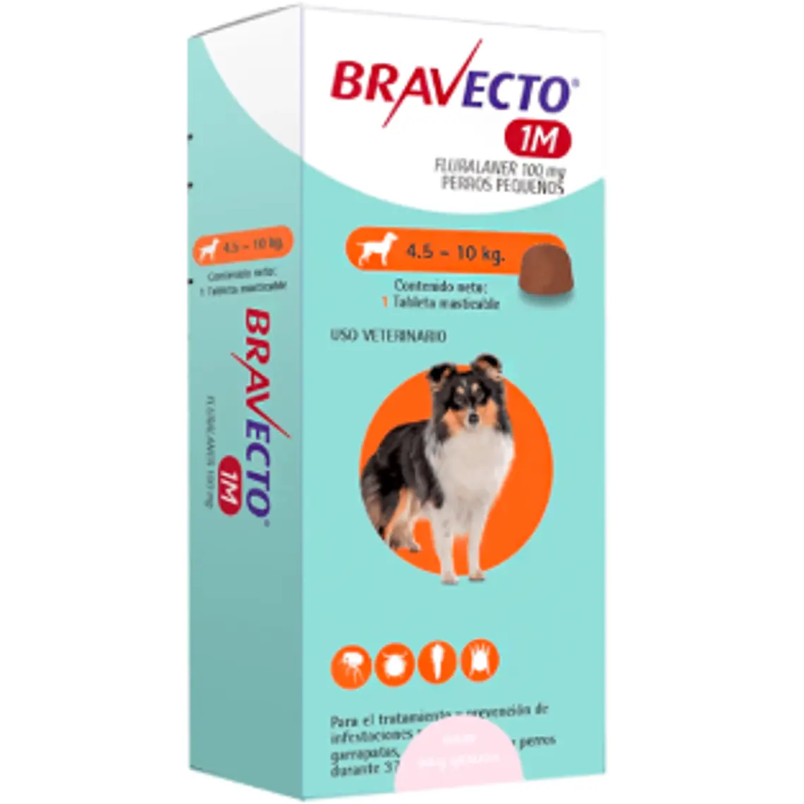 Bravecto Antiparasitario 100 mg Perro 4.5-10 k 1 Comprimido. Uso veterinario 1