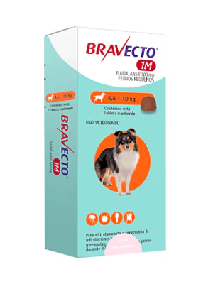 Bravecto Antiparasitario 100 mg Perro 4.5-10 k 1 Comprimido. Uso veterinario
