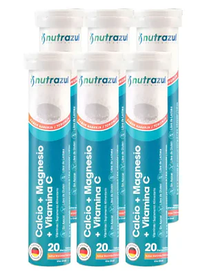 Calcio + Magenesio + Vitamina C 20 Tabletas efervescentes. Nutrazul  