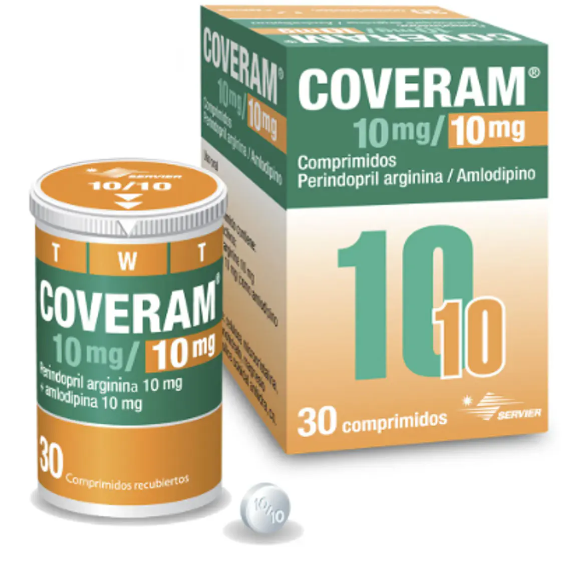 Coveram Perindropil, Amolodipino 10/10 mg 30 Comprimidos. 1