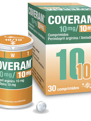 Coveram Perindropil, Amolodipino 10/10 mg 30 Comprimidos.