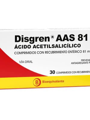 Disgren AAS 81  (B) Ácido Acetilsalicílico 30 Comprimidos.