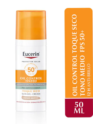 Eucerin Protector solar FPS+ Oil control Tinted Toque seco medio 50 ml.