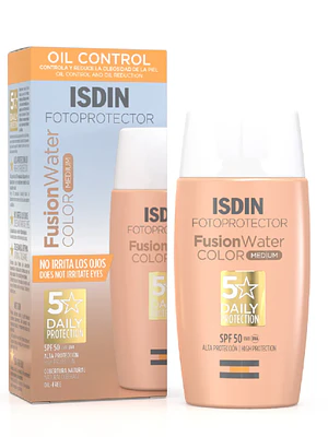 Fotoprotector Fusion Water SPF50+ Color Medium. ISDIN