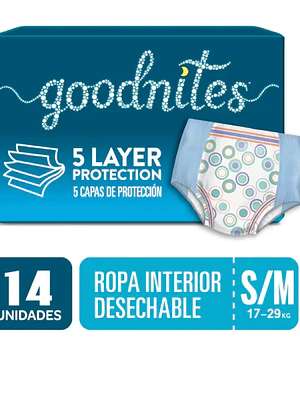 Goodnites Pants Talla M Ropa interior desechable 14 Unidades.