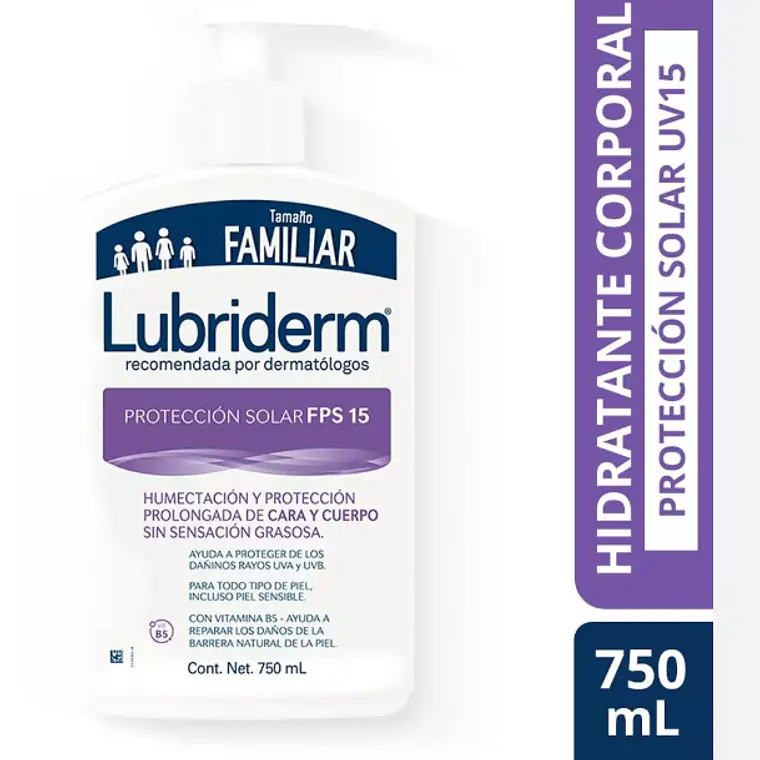 Lubriderm Protección solar FPS15 Hidratante corporal 750 ml. 1