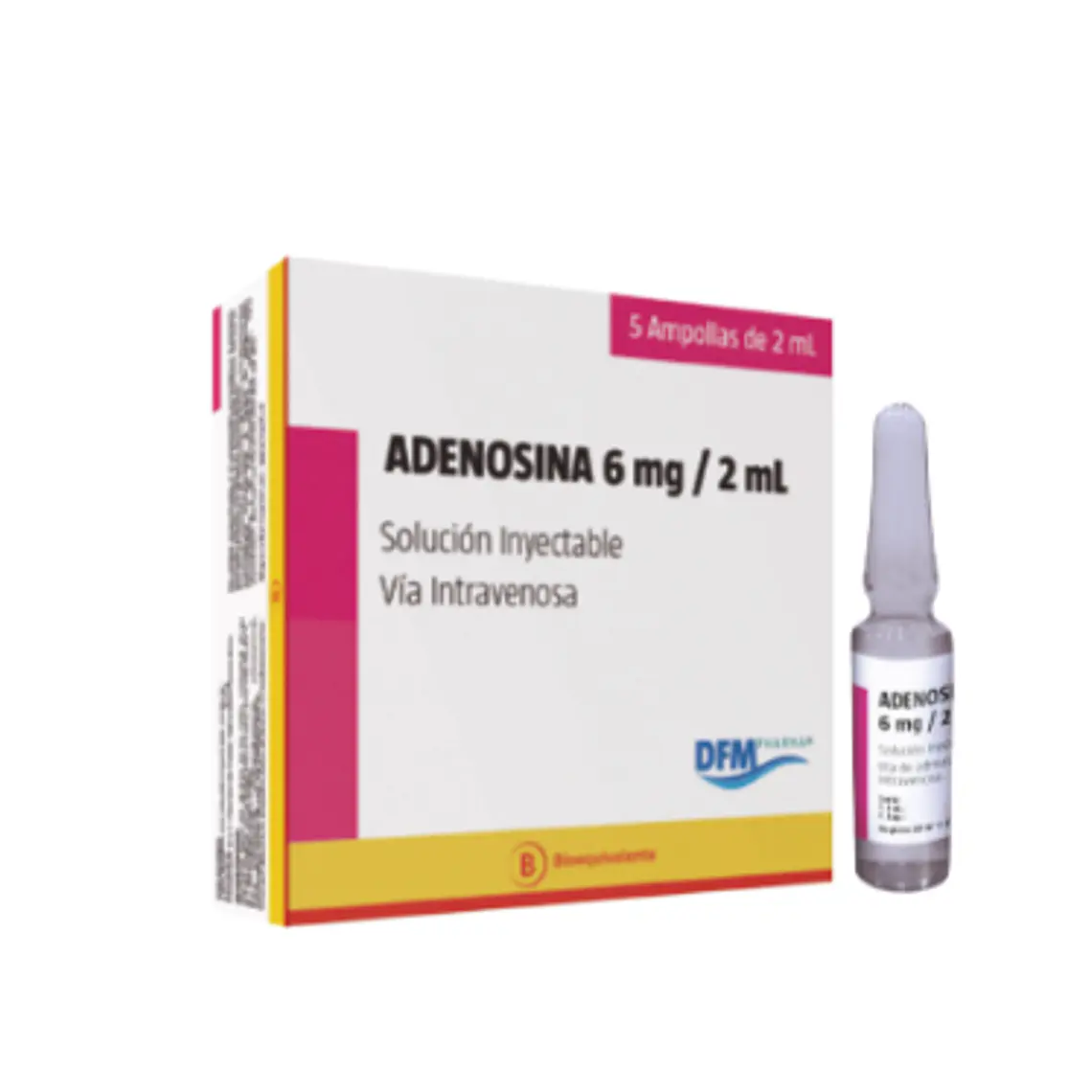 Adenosina (B) 6 mg/ ml Solución inyectable 5 Frascos ampolla. Difem 1