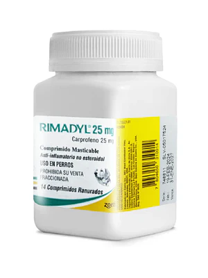 Rimadyl Carprofeno 25 mg  14 Tabletas masticables. Uso veterinario