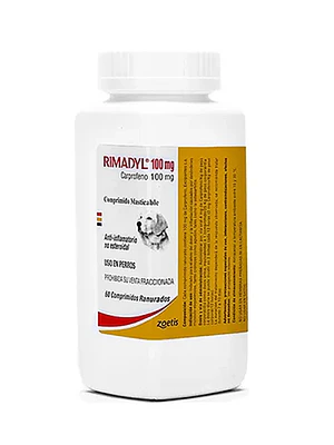 Rimadyl Carprofeno 100 mg 60 Tabletas masticables. Uso veterinario