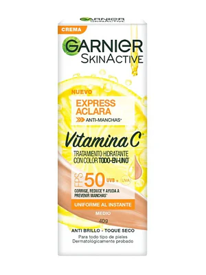 Garnier Skin active Crema hidratante Express aclara Tono medio 40 ml.