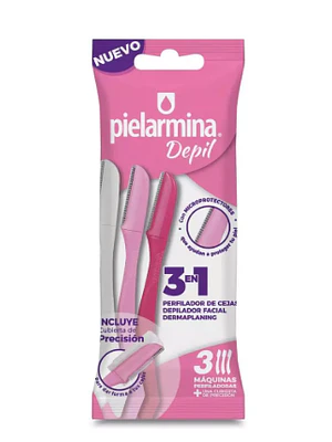 Pielarmina Depil Perfilador de cejas, Depilador facial, Dermaplanig 3 Unidades.