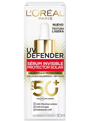 UV defender Sérum invisible Protecctor solar FPS50+ 30 ml. L'oréal