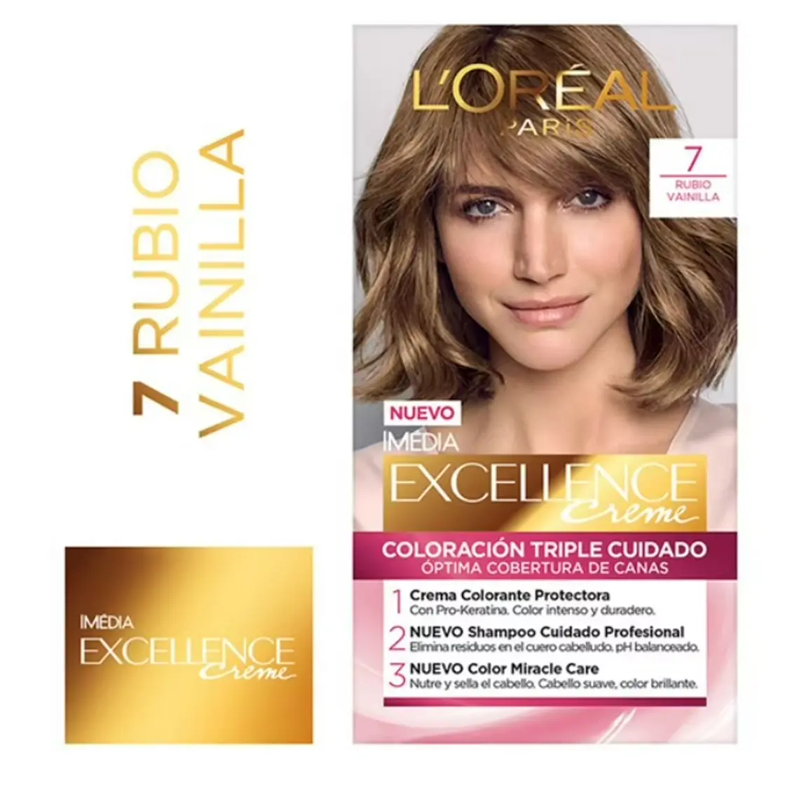 Coloración Excellence Creme 7 Rubio vainilla. L'oréal 1