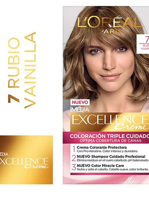 Coloración Excellence Creme 7 Rubio vainilla. L'oréal