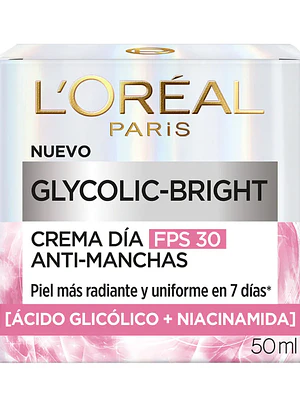 Glycolic-Bright Crema día FPS30 Anti manchas 50 ml. L'oréal