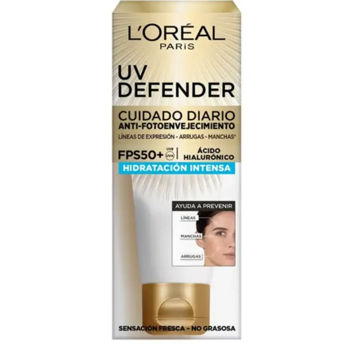 UV Defender Cuidado diario FPS50+ Anti-fotoenvejecimiento Hidratación intensa 40 g. L'oréal 1