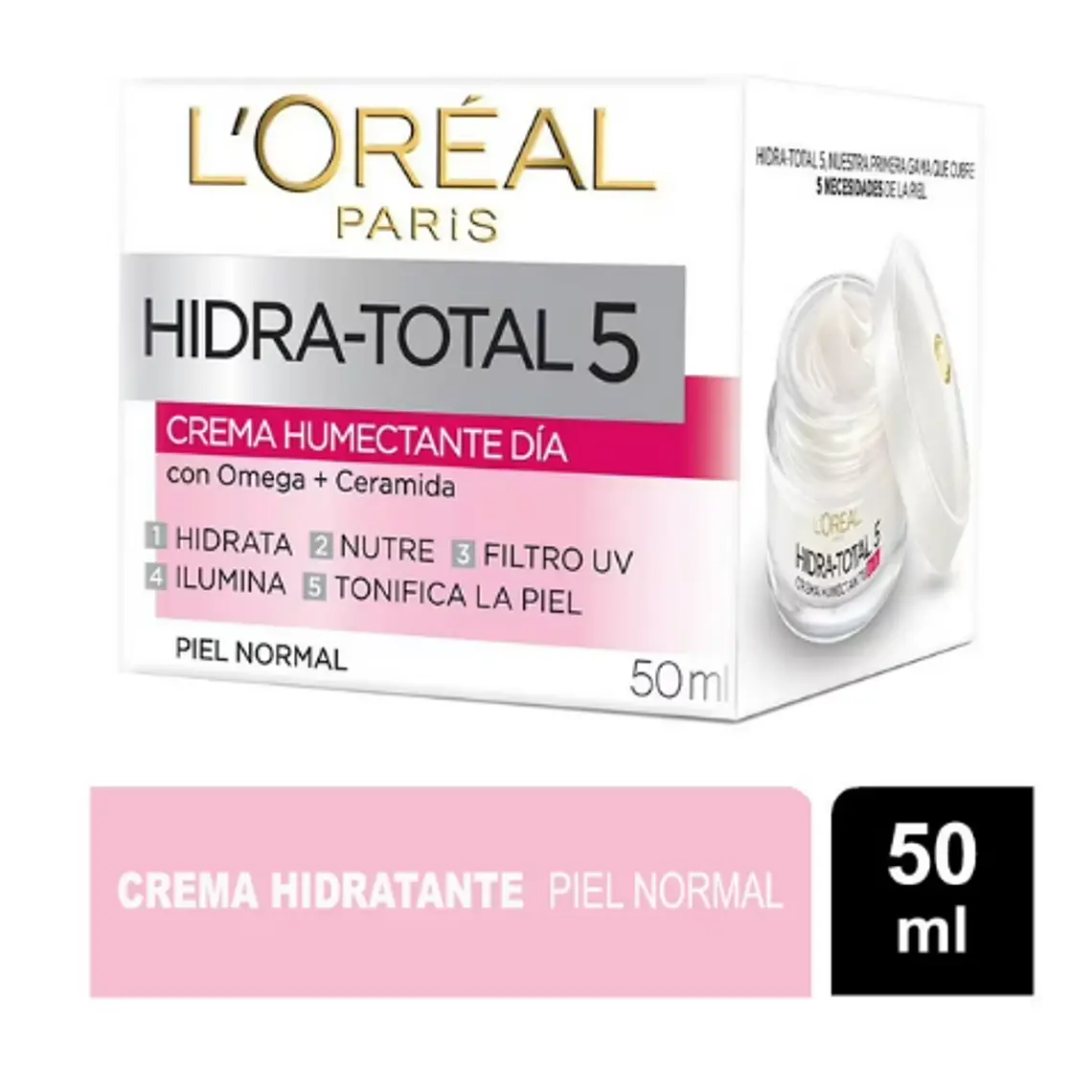 Hidra-Total 5 Crema humectante día Omega+ Ceramidas 50 ml. L'oréal 1
