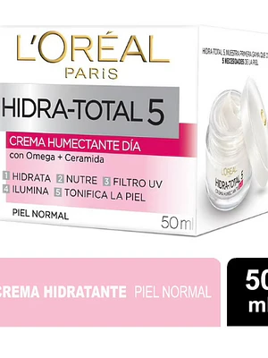 Hidra-Total 5 Crema humectante día Omega+ Ceramidas 50 ml. L'oréal