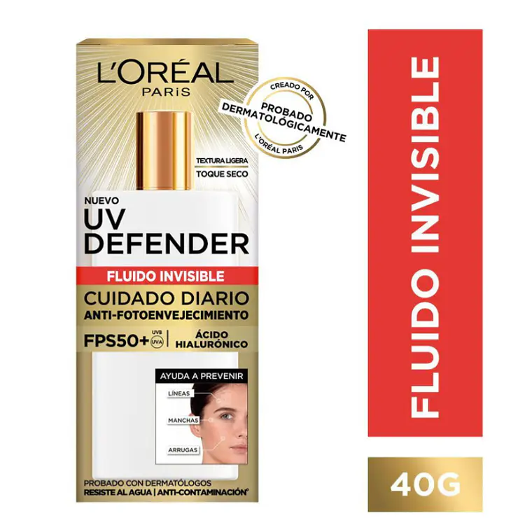 UV Defender Fluido invisible FPS 50+ Anti-Fotoenvejecimiento 40 g. L'oréal 1