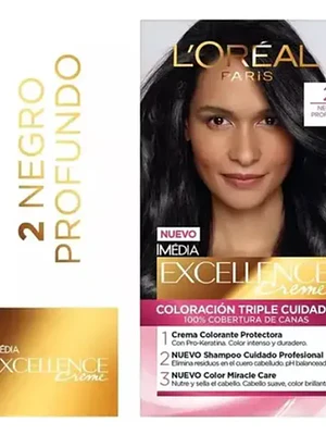 Coloración Excellence Creme 2 Negro profundo. L'oréal