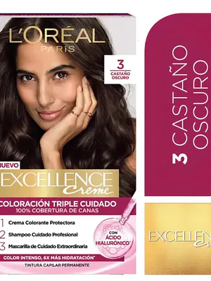 Coloración Excellence Creme 3 Castaño oscuro. L'oréal