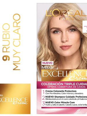Coloración excellence Creme 9 Rubio muy claro. L'oréal