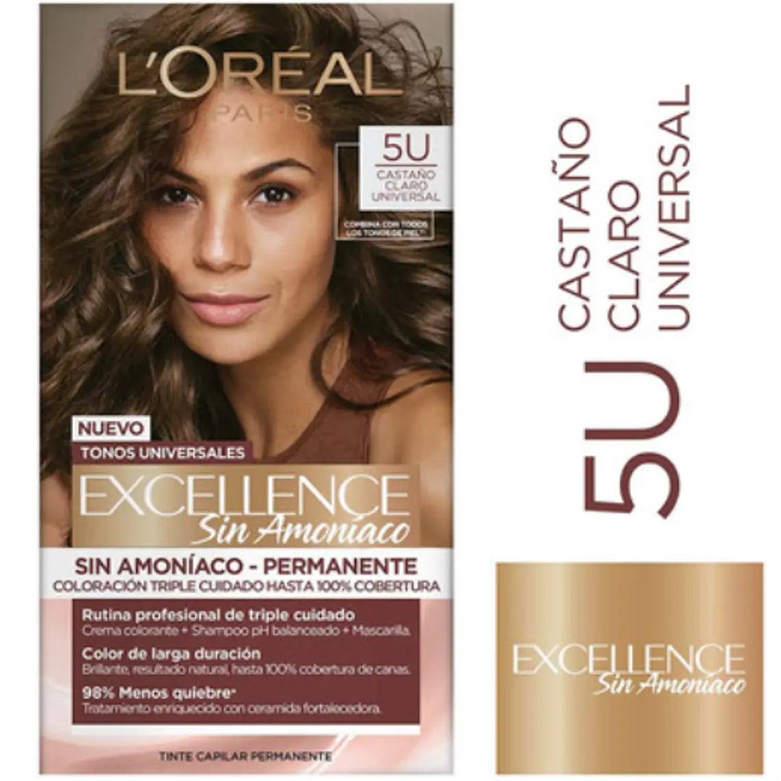 Coloración Excellence Sin amoníaco 5U Castaño claro universal. L'oréal 1
