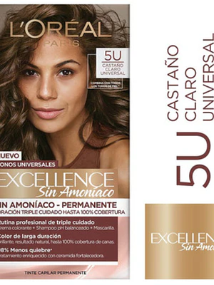 Coloración Excellence Sin amoníaco 5U Castaño claro universal. L'oréal