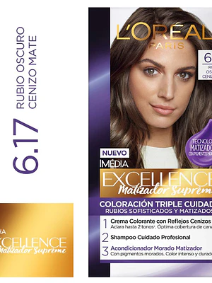 Coloración Excellence Matizador Supreme 6.17 Rubio oscuro cenizo mate. L'oréal