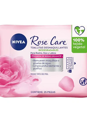 Toallitas desmaquillante Roses care 25 Unidades. Nivea
