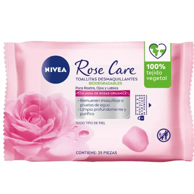 Toallitas desmaquillante Roses care 25 Unidades. Nivea 1