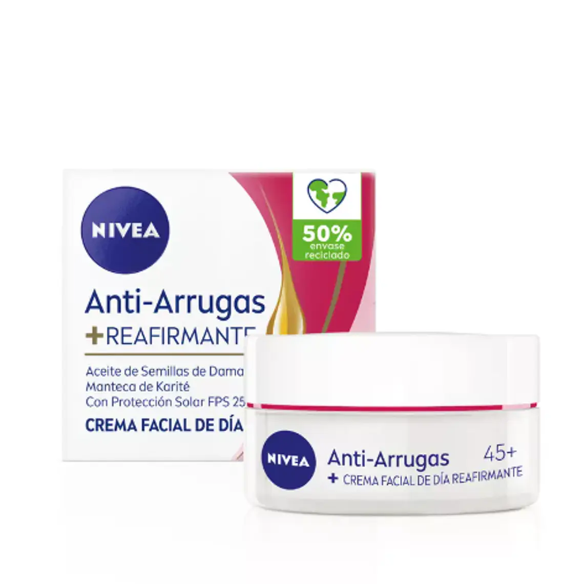 Crema facial día Anti-arrugas + Reafirmante 45+ 50 ml. Nivea 1