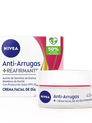 Crema facial día Anti-arrugas + Reafirmante 45+ 50 ml. Nivea