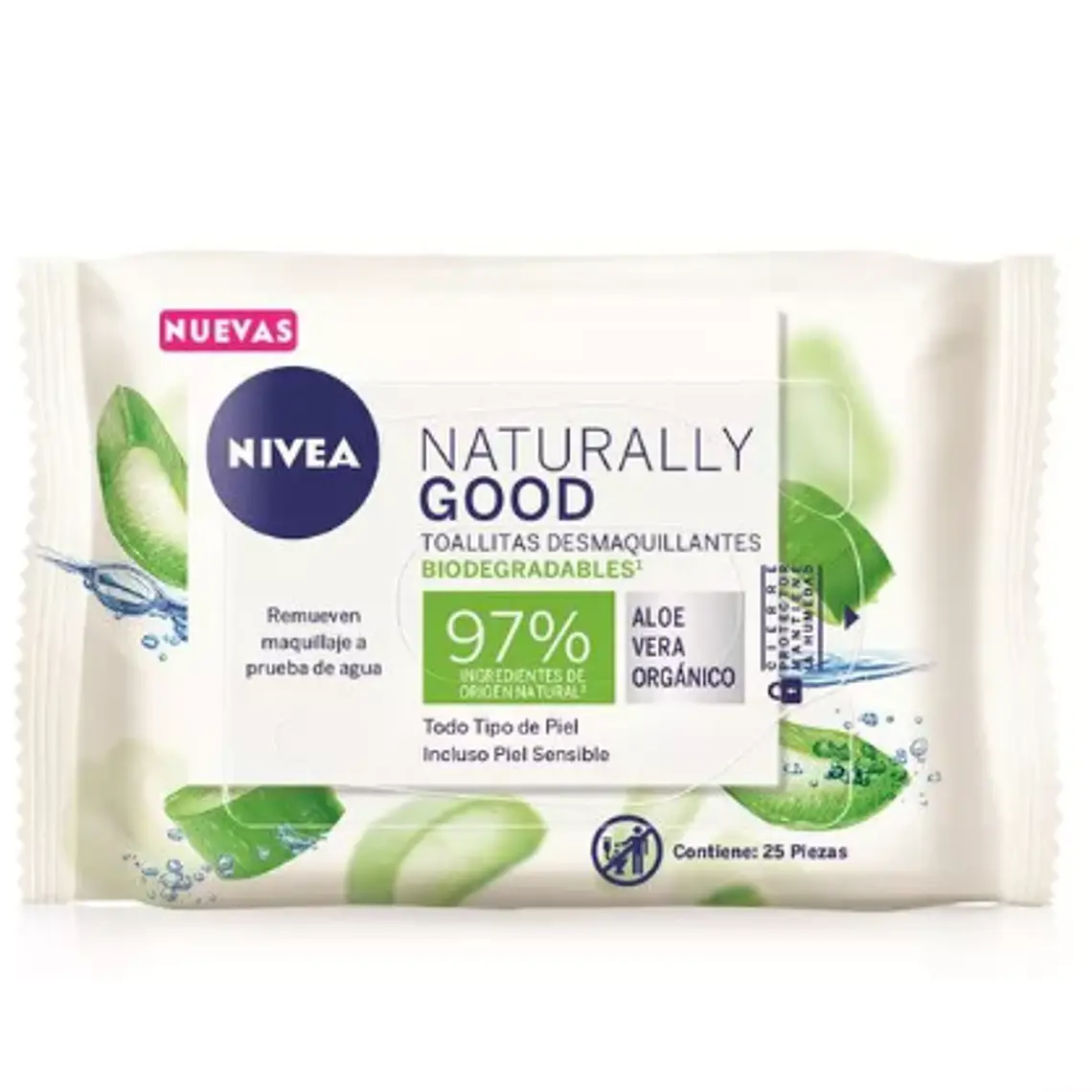Toallitas Desmaquillante Naturally Good Aloe vera 25 Unidades. Nivea 1