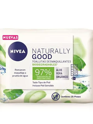 Toallitas Desmaquillante Naturally Good Aloe vera 25 Unidades. Nivea