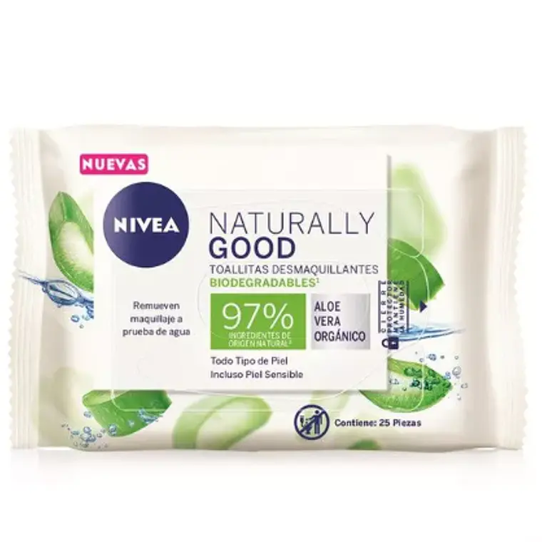 Toallitas Desmaquillante Naturally Good Aloe vera 25 Unidades. Nivea 1