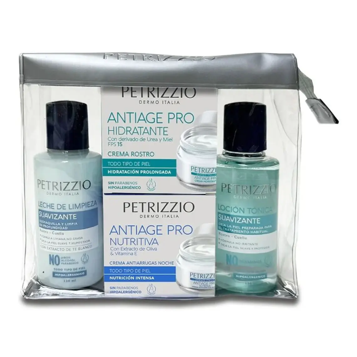 Petrizzio Cuatripack Crema Dia + Noche + Locion Tonica + Leche De Limpieza 1