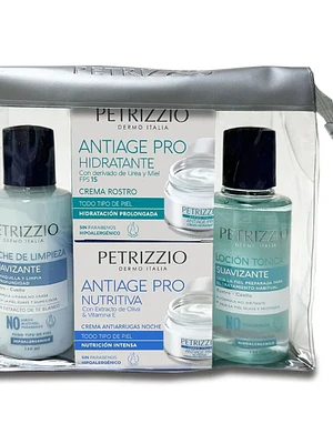 Petrizzio Cuatripack Crema Dia + Noche + Locion Tonica + Leche De Limpieza